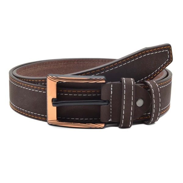 

Men Stitch Detail Belt, Coffee brown