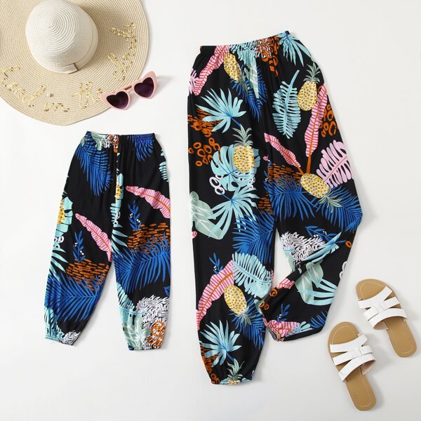 

Toddler Girls Tropical Print Tapered Pants, Multicolor