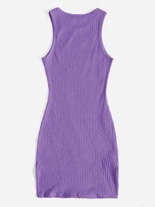 SHEIN Essnce Vestido ajustado tejido de canalé - Morado Violeta - Ver 2