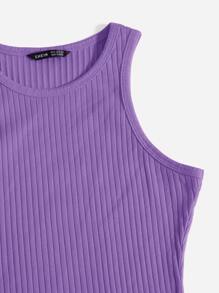 SHEIN Essnce Vestido ajustado tejido de canalé - Morado Violeta - Ver 4