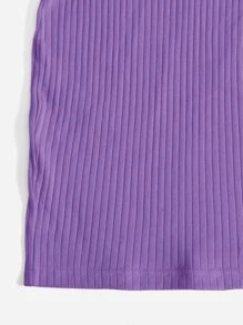 SHEIN Essnce Vestido ajustado tejido de canalé - Morado Violeta - Ver 5