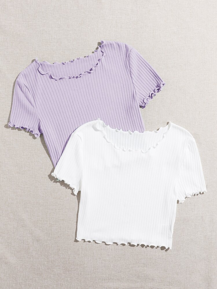 Muchica 2 Packs Lettuce Trim Tee - Multicolor - View 5