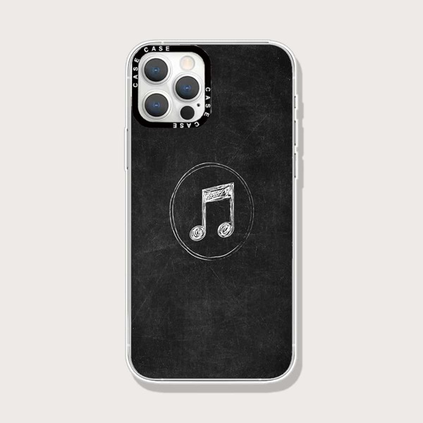 

Music Note Print Phone Case, Black and white