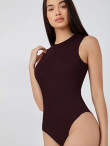 SHEIN BASICS Body tank unicolor forma ajustada - Marrón Chocolate - Ver 3