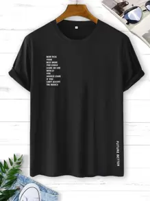 Manfinity 男士標語圖案短袖T恤 - 黑色 - 查看 1