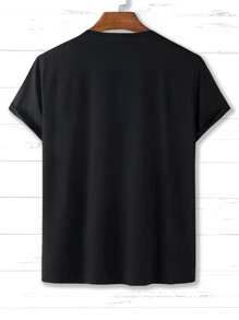 Manfinity 男士標語圖案短袖T恤 - 黑色 - 查看 2