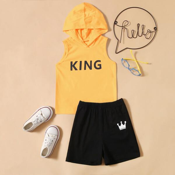 

Toddler Boys Letter Graphic Hooded Tank Top & Shorts, Multicolor
