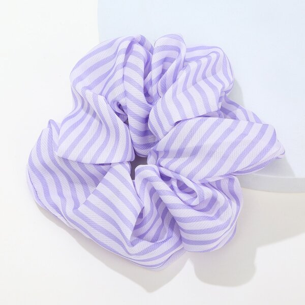 

Striped Print Scrunchie, Mauve purple