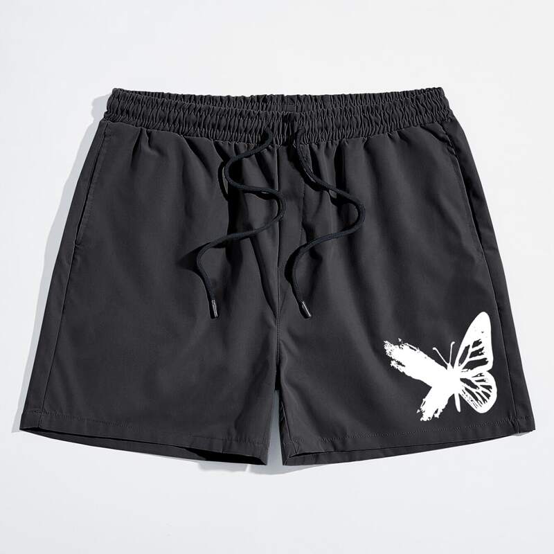 

Guys Butterfly Graphic Drawstring Shorts, Black