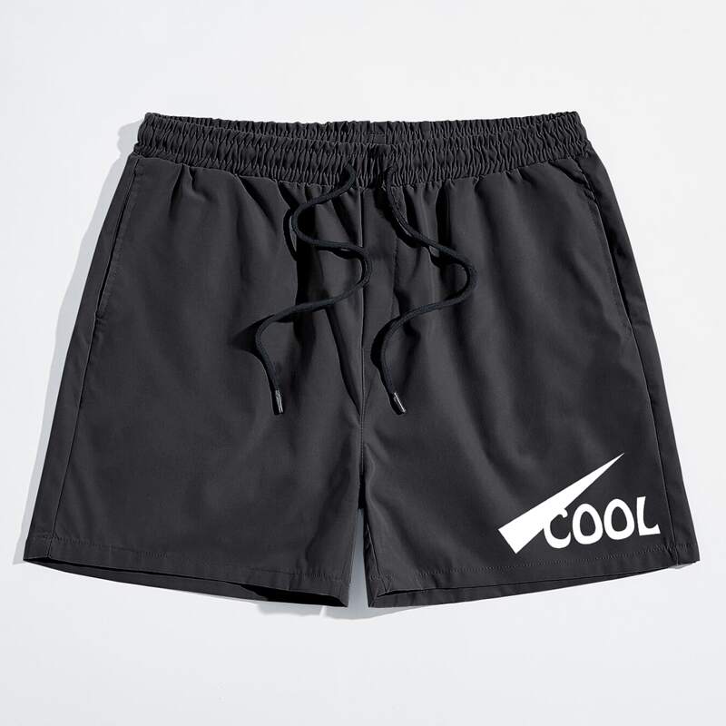 

Guys Letter Drawstring Shorts, Black