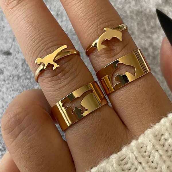 

4pcs Alloy Ring, Gold