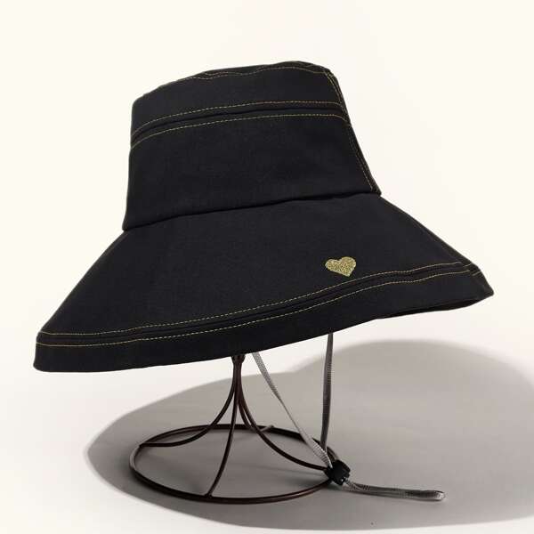 

Heart Detail Bucket Hat, Black