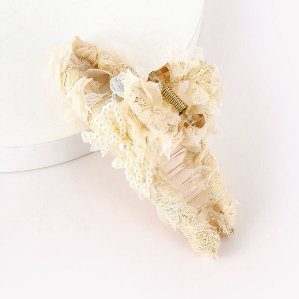 

Faux Pearl Decor Hair Claw, Beige