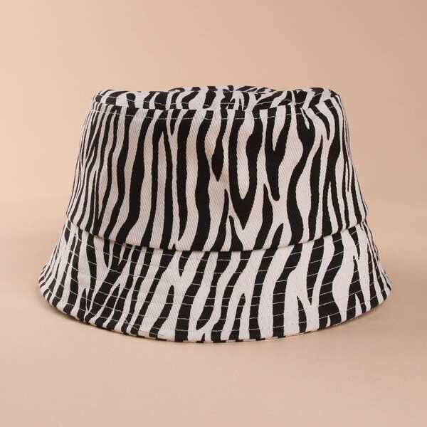 

Kids Zebra Striped Bucket Hat, Black and white