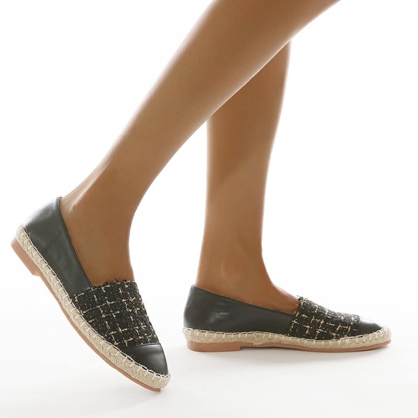 

Plaid Slip On Espadrille Flats, Black