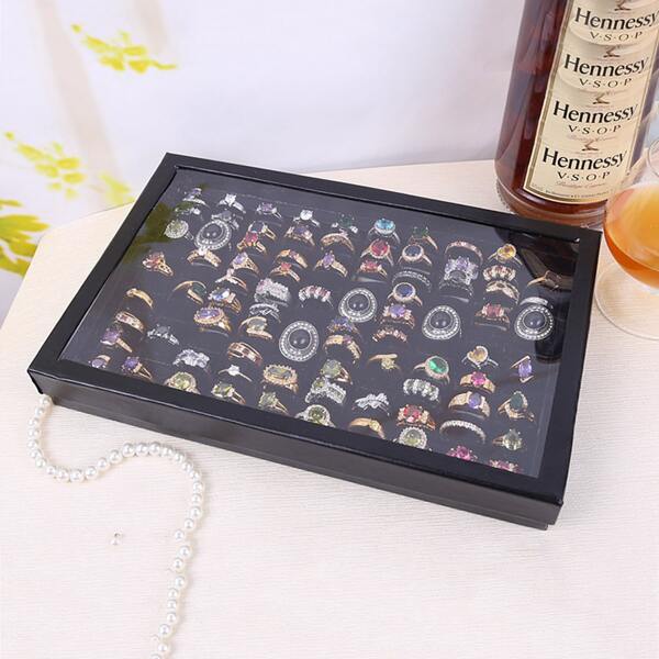 

1pc Plain Jewelry Storage Box, Black