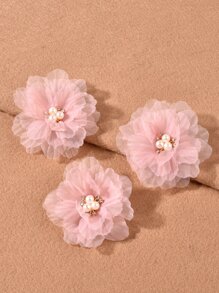 3入組花朵裝飾髮夾,波西米亞風格 - 粉色 - 查看 2