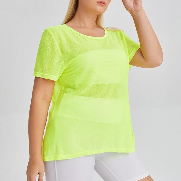

Plus Solid Sheer Sports Tee, Lime green