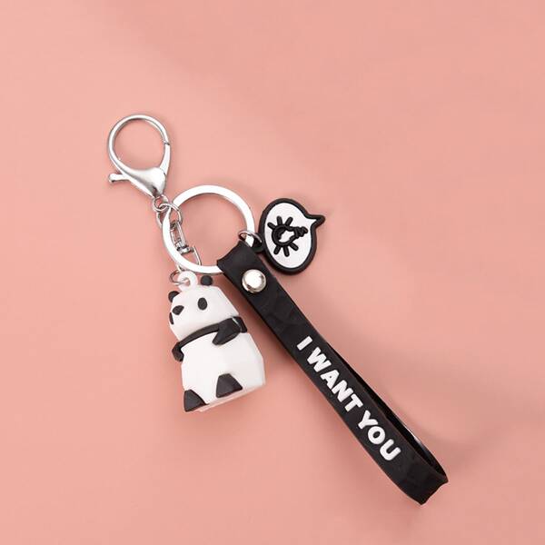 

Kids Letter Graphic Cartoon Design Bag Charm, White