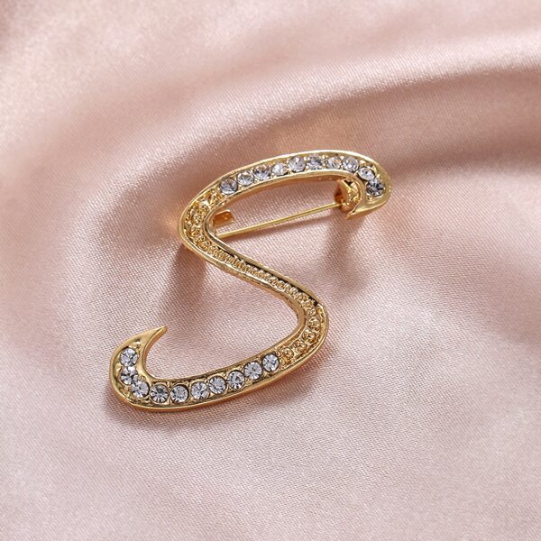 

Rhinestone Decor Metal Brooch, Gold