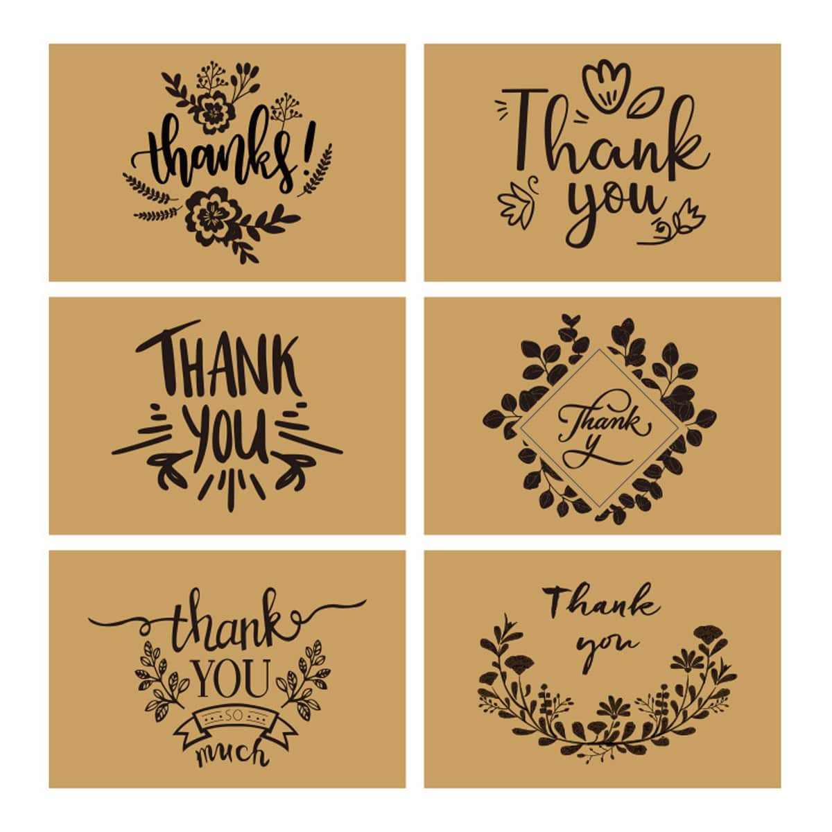 

6sets Slogan Graphic Greeting Card With Envelope, Khaki