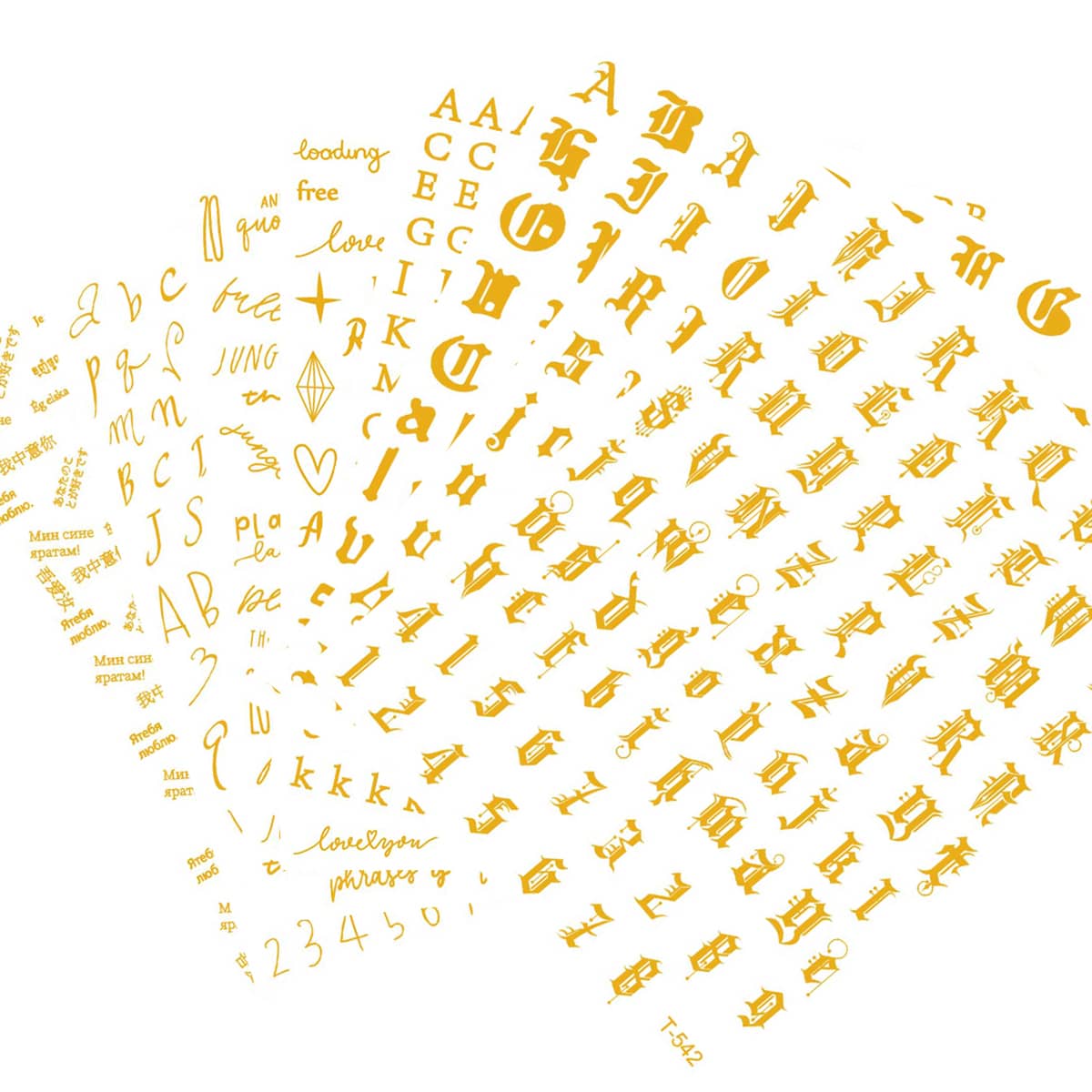 

6sheets Self-adhesive Nail Sticker, Gold