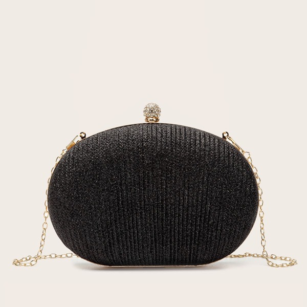 

Glitter Chain Clutch Bag, Black