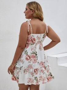 Breezaya Plus Floral Print Ruffle Hem Cami Dress - Multicolor - View 2