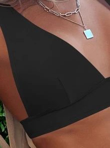 Swim Vcay Bikini Liso Con Cuello En V De Playa De Verano
