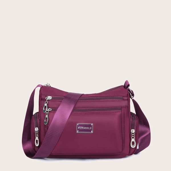 

Metal Decor Minimalist Crossbody Bag, Purple