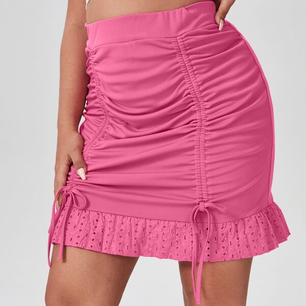 

Plus Drawstring Mermaid Skirt, Pink