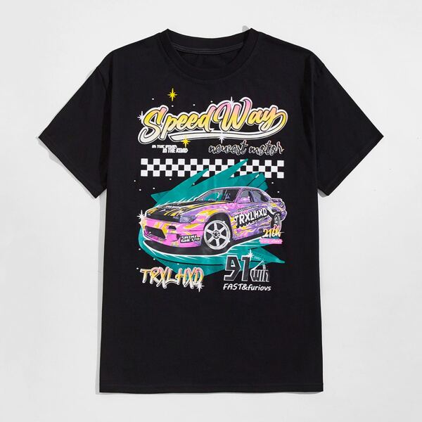 

X Beak-prod Guys Letter Car Graphic Tee, Black