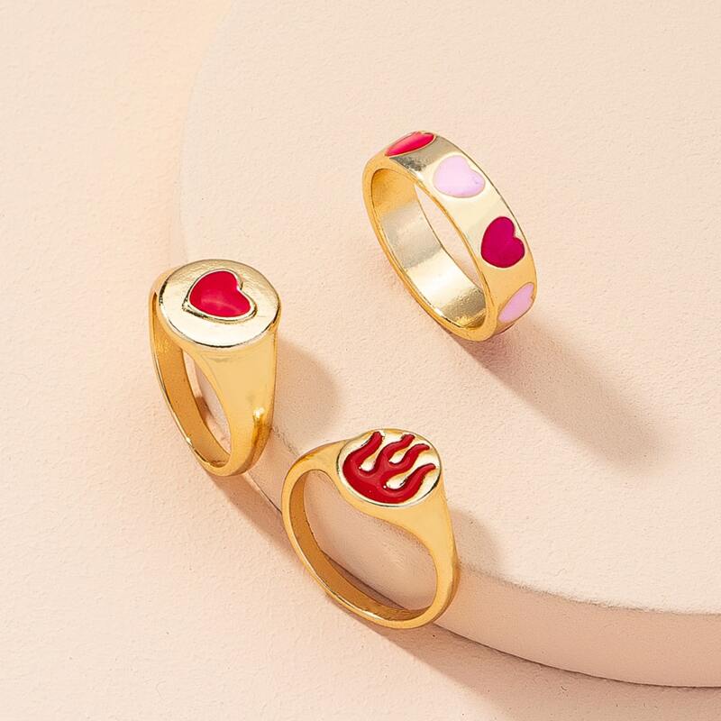 

3pcs Heart Ring, Gold