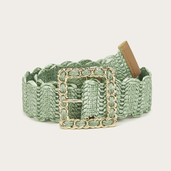

Chain Design Buckle Woven Belt, Green