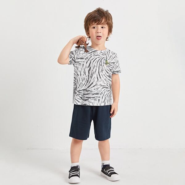 

Toddler Boys Spiral Tie Dye Tee & Track Shorts, Black and white