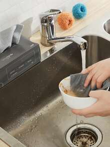 20pcs Cleaning Rag, Coral Velvet Dish Towel, Non-stick Oil Dish Cloth, Double-sided Absorbent Thickening Scouring Pad, Kitchen Cleaning Appliance, Available kitchen, toilet, easy to clean - Grey - View 2