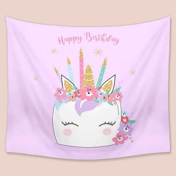 

Unicorn Print Kids Birthday Tapestry, Multicolor