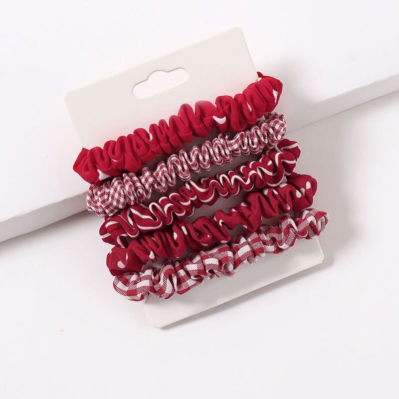 

5pcs Plaid Hair Tie, Multicolor