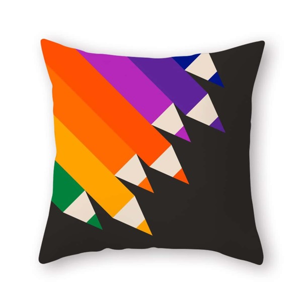 

Pencil Print Cushion Cover Without Filler, Multicolor