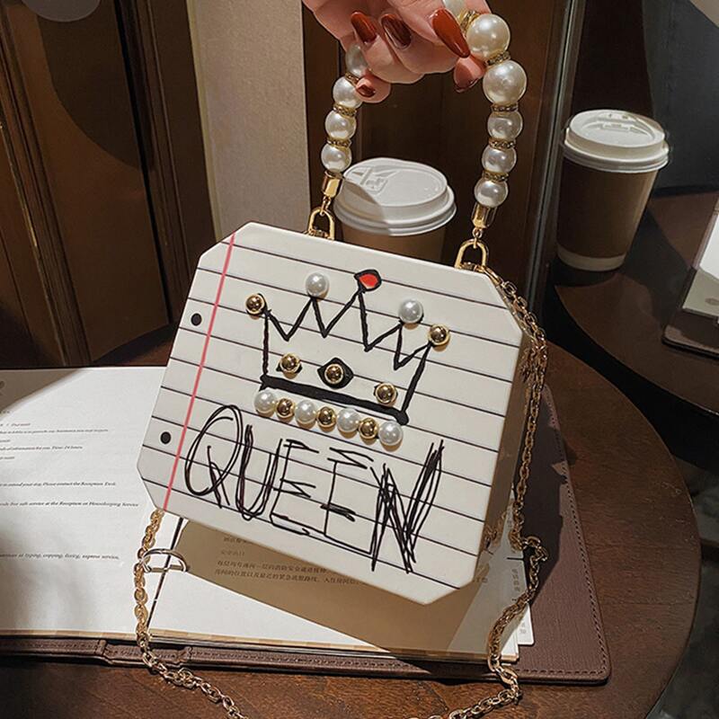 

Graffiti Print Box Bag, Beige