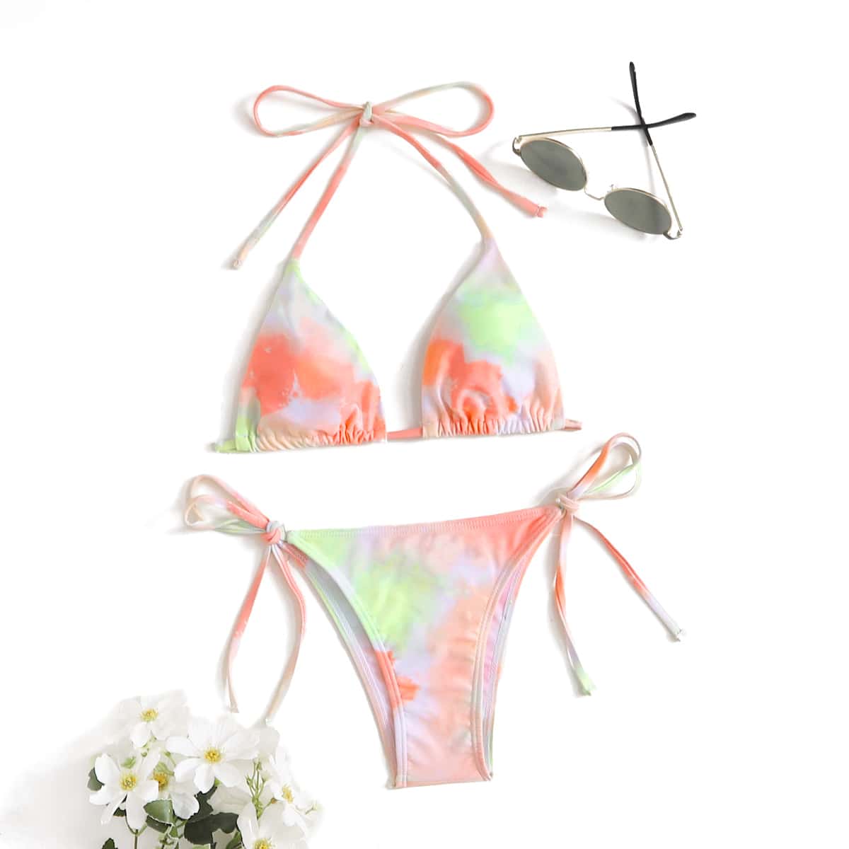 

Graphic Halter Bikini Swimsuit, Multicolor