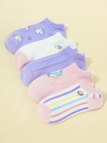 5 pares Calcetines con estampado de dibujos animados - Multicolor - Ver 1