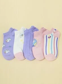 5 pares Calcetines con estampado de dibujos animados - Multicolor - Ver 2