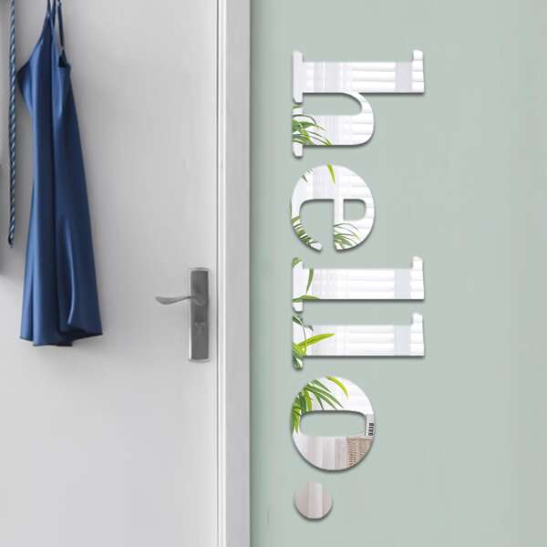 

Letter Design Mirror Surface Wall Sticker, Silver