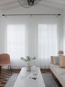 Rèm cửa đơn ren hoa - trắng - Xem 2