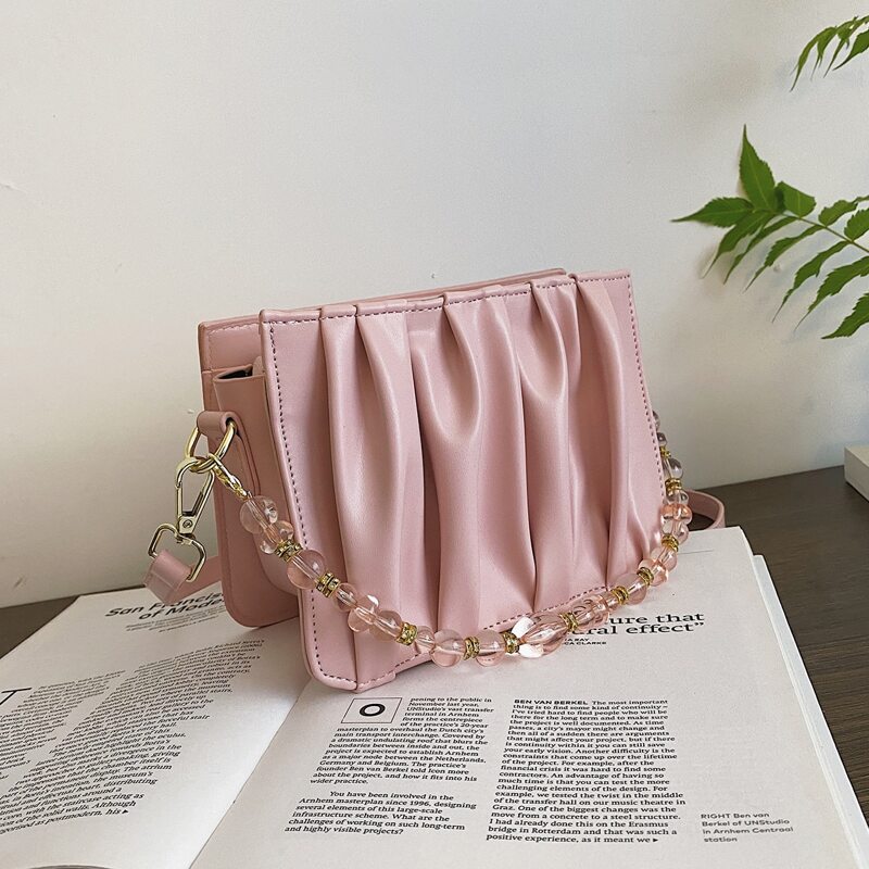 

Ruched Satchel Bag, Pink