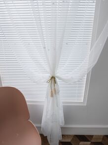 Rèm cửa đơn ren hoa - trắng - Xem 3