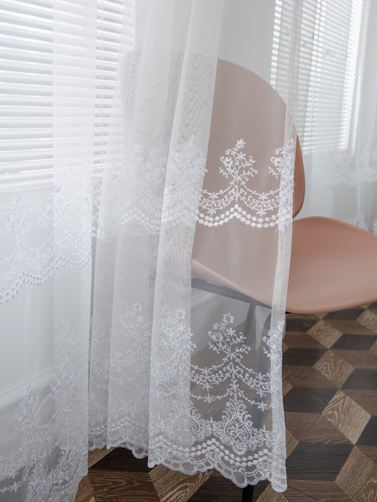 1 panneau Rideau en dentelle - Blanc - Voir 4