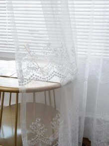 Rèm cửa đơn ren hoa - trắng - Xem 5