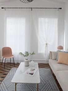 Rèm cửa đơn ren hoa - trắng - Xem 6